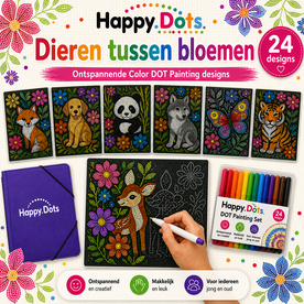 Color DOT Painting set Dieren tussen bloemen A4 