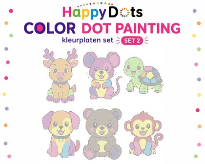 Color DOT Painting set Kleurrijke dieren A4