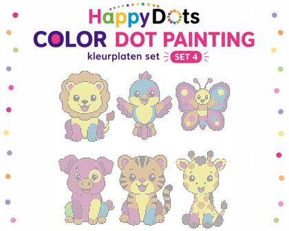 Color DOT Painting set Kleurrijke dieren A4