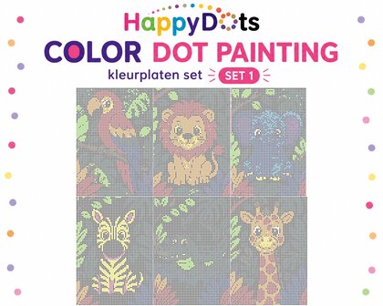 Color DOT Painting set Jungle dieren A4 