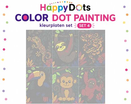 Color DOT Painting set Jungle dieren A4 