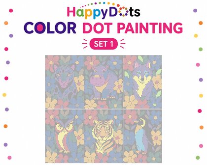 Color DOT Painting set Dieren tussen bloemen A4 