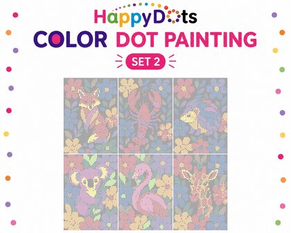 Color DOT Painting set Dieren tussen bloemen A4 