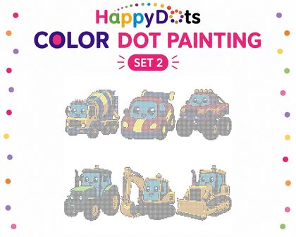 HappyDots Color DOT Painting set Voertuigen A4