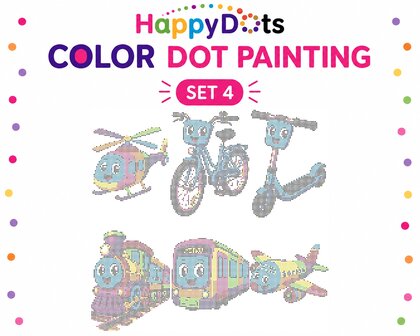 HappyDots Color DOT Painting set Voertuigen A4