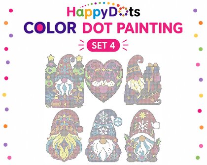 HappyDots Color DOT Painting set Kerst Gnomes A4