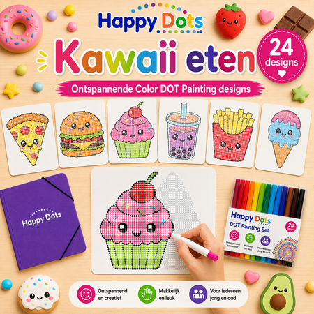 HappyDots Color DOT Painting set Kawaii eten A4