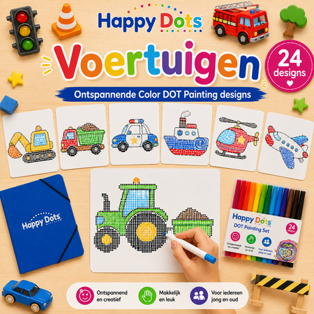 HappyDots Color DOT Painting set Voertuigen A4