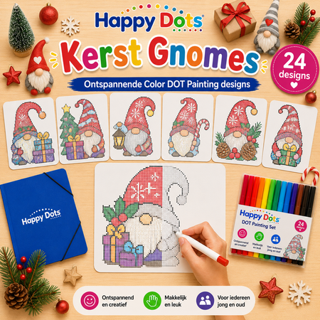 HappyDots Color DOT Painting set Kerst Gnomes A4