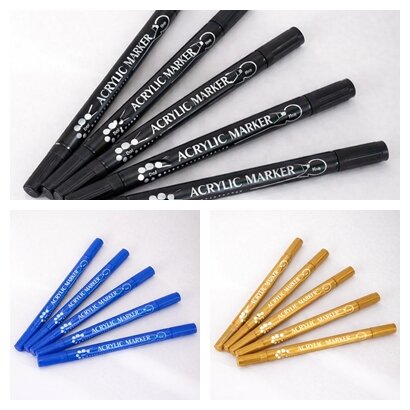 Marqueurs acryliques DOT pour peinture, lot de 5 (double pointe)