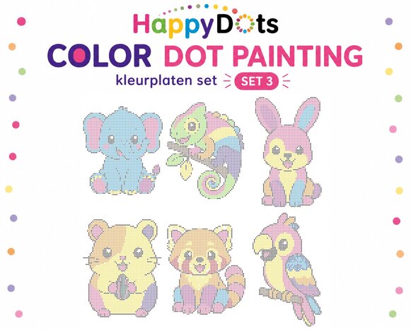 Color DOT Painting set Kleurrijke dieren A4