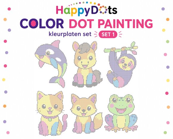 Color DOT Painting set Kleurrijke dieren A4