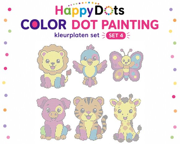 Color DOT Painting set Kleurrijke dieren A4