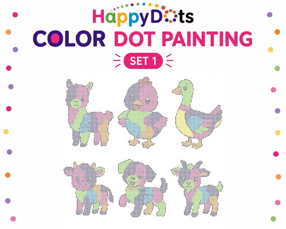 Color DOT Painting set Boerderij dieren A4 