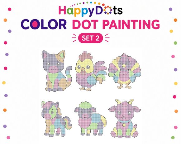 Color DOT Painting set Boerderij dieren A4 