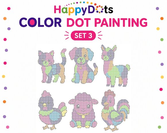 Color DOT Painting set Boerderij dieren A4 