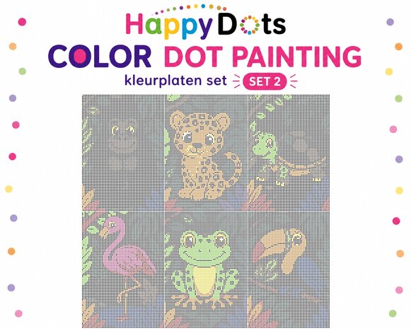 Color DOT Painting set Jungle dieren A4 