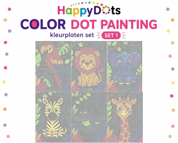 Color DOT Painting set Jungle dieren A4 