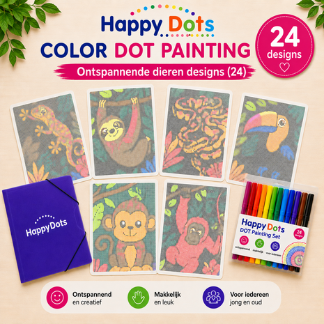 Color DOT Painting set Jungle dieren A4 