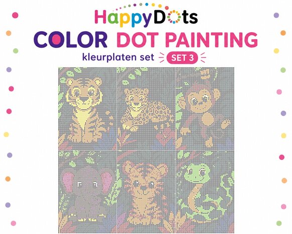 Color DOT Painting set Jungle dieren A4 