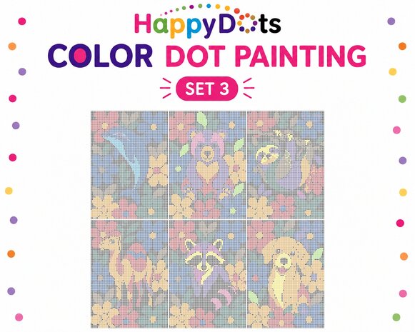 Color DOT Painting set Dieren tussen bloemen A4 