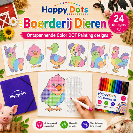 HappyDots Color DOT Painting set Farm animals A4