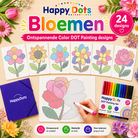 Color DOT Painting set Bloemen A4