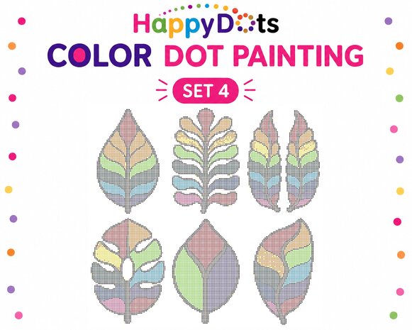 HappyDots Color DOT Painting set Kleurrijke bladeren A4 
