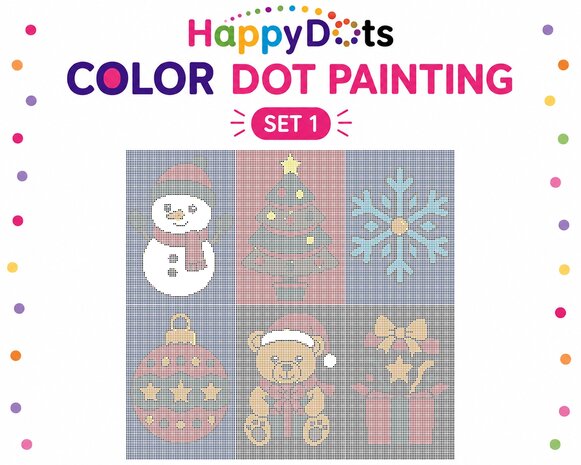 HappyDots Color DOT Painting set Kerst A4