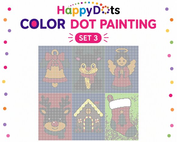 HappyDots Color DOT Painting set Kerst A4