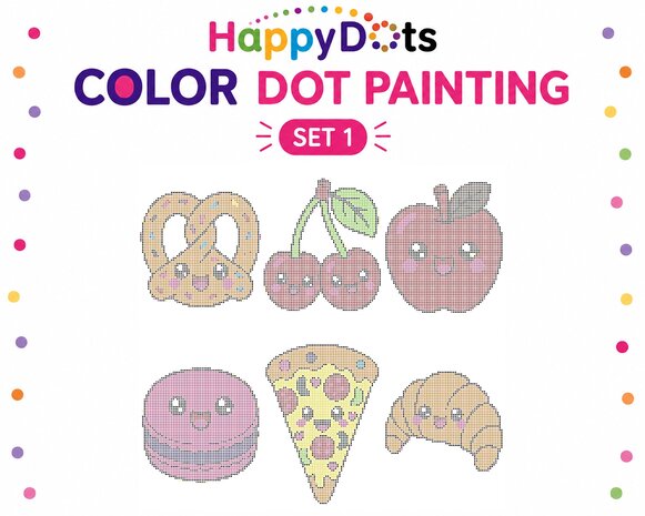 HappyDots Color DOT Painting set Kawaii eten A4