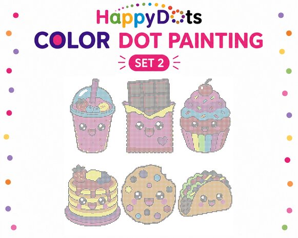 HappyDots Color DOT Painting set Kawaii eten A4