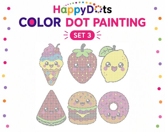 HappyDots Color DOT Painting set Kawaii eten A4