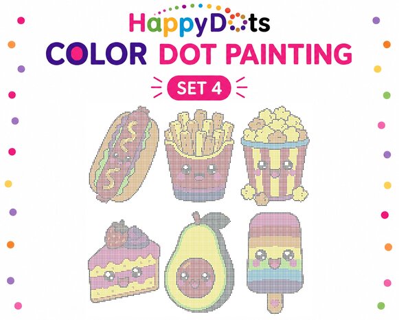 HappyDots Color DOT Painting set Kawaii eten A4