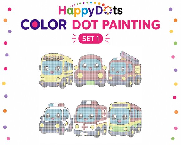 HappyDots Color DOT Painting set Voertuigen A4