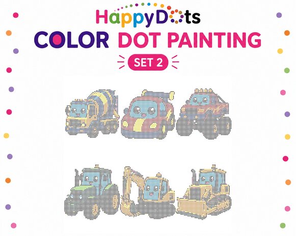 HappyDots Color DOT Painting set Voertuigen A4