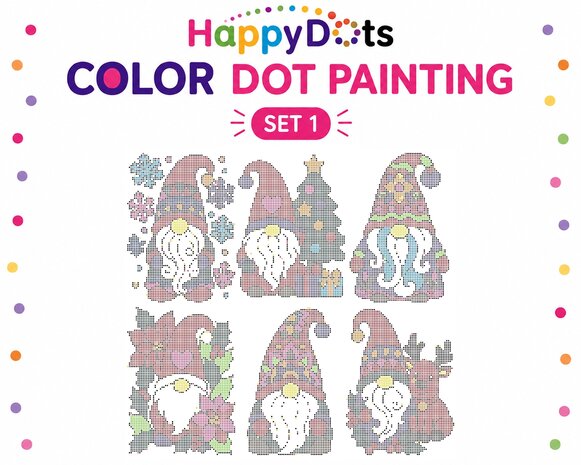 HappyDots Color DOT Painting set Kerst Gnomes A4