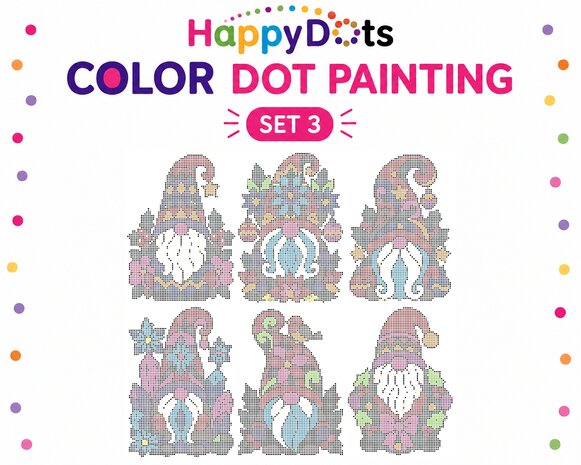 HappyDots Color DOT Painting set Kerst Gnomes A4