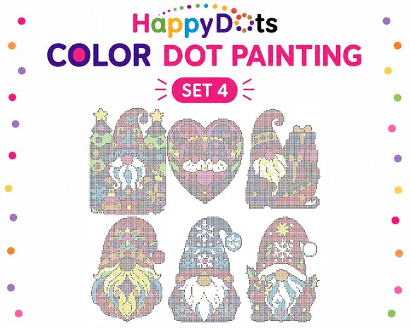 HappyDots Color DOT Painting set Kerst Gnomes A4