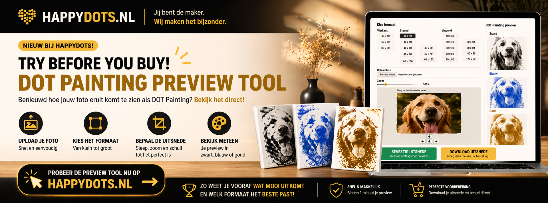 Happy Dots Dot Painting van Eigen foto gratis voorbeeld upload je foto