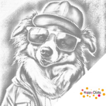 DOT Painting Collie met zonnebril