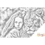 DOT Painting Mädchen mit Tiger