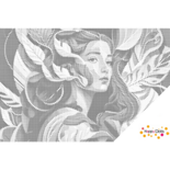 DOT Painting Frau zwischen Blättern