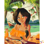 Malen nach Zahlen Mädchen am Strand