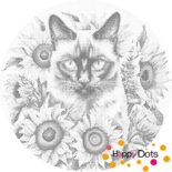 DOT Painting Kat met zonnebloemen - Siamees