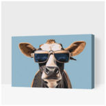 Schilderen op nummer Koe met zonnebril