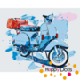 Schilderen op nummer Blauwe Vespa