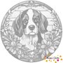 DOT Painting Dog with Flowers